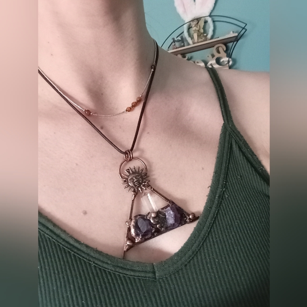 Unique Handmade Amethyst Clear Quartz Necklace